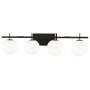 Dainolite Vivaldi 4 Light 33" Wide Bathroom Vanity Light Matte Black / Aged Brass