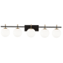 Dainolite Vivaldi 5 Light 41" Wide Bathroom Vanity Light Matte Black / Aged Brass