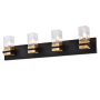 Dainolite Veronica 4 Light 32" Wide Vanity Light Matte Black / Aged Brass