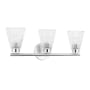Dainolite Vienna 3 Light 21" Wide Vanity Light Polished Chrome / Clear