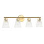 Dainolite Vienna 4 Light 29" Wide Vanity Light Aged Brass / Clear