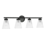 Dainolite Vienna 4 Light 29" Wide Vanity Light Matte Black / Clear