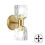Dainolite Vallora 2 Light 12" Tall Bathroom Sconce with Hammered Glass Shades Aged Brass / Clear