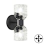 Dainolite Vallora 2 Light 12" Tall Bathroom Sconce with Hammered Glass Shades Matte Black / Clear