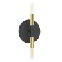 Dainolite Wand 2 Light 9" Tall Wall Sconce Matte Black / Aged Brass