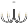 Dainolite Wand 8 Light 38" Wide Abstract Chandelier Matte Black / Aged Brass