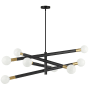 Dainolite Wand 8 Light 36" Wide Pendant Matte Black / Aged Brass