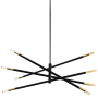 Dainolite Wand 8 Light 36" Wide Sputnik Chandelier Matte Black / Aged Brass