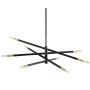 Dainolite Wand 8 Light 50" Wide Sputnik Chandelier Matte Black / Aged Brass
