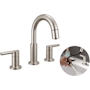 Delta Nicoli 1.2 GPM Widespread Bathroom Faucet with Pull Down Spout and Push Pop-Up Drain Assembly Brilliance Stainless
