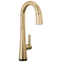 Delta Monrovia 1.8 GPM Single Hole Pull Down Touchless Bar Faucet with Touch2O, Touch-Clean, MagnaTite Docking and Diamond Seal Cartridge Technologies Lumicoat Champagne Bronze