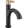 Delta Nicoli 1.2 GPM Single Hole Bathroom Faucet with Pull Down Spout and Push Pop-Up Drain Assembly Matte Black / Champagne Bronze