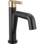 Delta Nicoli 1.2 GPM Single Hole Bathroom Faucet with Pull Down Spout and Push Pop-Up Drain Assembly Matte Black / Champagne Bronze
