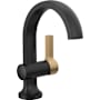 Delta Albion 1.2 GPM Single Hole Bathroom Faucet with Push Pop-Up Drain Assembly Matte Black / Champagne Bronze