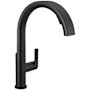 Delta Keele 1.8 GPM Single Hole Pull Down Kitchen Faucet MagnaTite and Touch-Clean Technology Matte Black