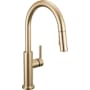 Delta Nicoli 1.8 GPM Single Hole Pull Down Kitchen Faucet - Includes Escutcheon Champagne Bronze