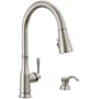 Delta Capertee 1.8 GPM Single Hole Pull Down Kitchen Faucet with MagnaTite, TouchClean and ShieldSpray Technologies - Includes Escutcheon and Soap Dispenser SpotShield Stainless
