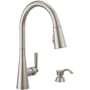 Delta Boyd 1.8 GPM Single Hole Pull Down Kitchen Faucet with Magnetic Docking Spray Head and ShieldSpray - Includes Escutcheon Plate and Soap Dispenser SpotShield Stainless