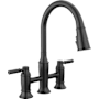 Delta Renaldi 1.8 GPM Bridge Kitchen Faucet with Pull-Down Spray Head Matte Black