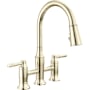Delta Renaldi 1.8 GPM Bridge Kitchen Faucet with Pull-Down Spray Head Lumicoat Polished Nickel