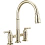 Delta Broderick 1.8 GPM Widespread Bridge Pull Down Kitchen Faucet Brilliance Polished Nickel