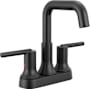 Delta Trinsic 1.2 GPM Centerset Bathroom Faucet with Push Pop-Up Drain Assembly Matte Black