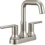 Delta Trinsic 1.2 GPM Centerset Bathroom Faucet with Push Pop-Up Drain Assembly Brilliance Stainless