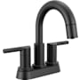 Delta Nicoli 1.2 GPM Centerset Bathroom Faucet with Pull Down Spout and Push Pop-Up Drain Assembly Matte Black