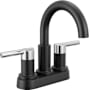 Delta Nicoli 1.2 GPM Centerset Bathroom Faucet with Push Pop-Up Drain Assembly Matte Black / Chrome