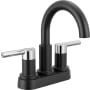 Delta Nicoli 1.2 GPM Centerset Bathroom Faucet with Push Pop-Up Drain Assembly Matte Black / Chrome