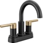 Delta Nicoli 1.2 GPM Centerset Bathroom Faucet with Push Pop-Up Drain Assembly Matte Black / Champagne Bronze