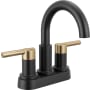 Delta Nicoli 1.2 GPM Centerset Bathroom Faucet with Push Pop-Up Drain Assembly Matte Black / Champagne Bronze