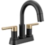 Delta Nicoli 1.2 GPM Centerset Bathroom Faucet with Pull Down Spout and Push Pop-Up Drain Assembly Matte Black / Champagne Bronze