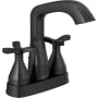 Delta Stryke 1.2 GPM Centerset Bathroom Faucet with Cross Handles and Pop-Up Drain Assembly - Limited Lifetime Warranty Matte Black