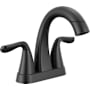 Delta Arvo 1.2 GPM Centerset Bathroom Faucet with Pull Down Spout and Push Pop-Up Drain Assembly Matte Black