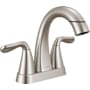 Delta Arvo 1.2 GPM Centerset Bathroom Faucet with Pull Down Spout and Push Pop-Up Drain Assembly SpotShield Brushed Nickel