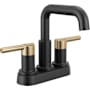 Delta Nicoli 1.2 GPM Centerset Bathroom Faucet with Push Pop-Up Drain Assembly Matte Black / Champagne Bronze