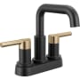 Delta Nicoli 1.2 GPM Centerset Bathroom Faucet with Push Pop-Up Drain Assembly Matte Black / Champagne Bronze