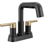 Delta Nicoli 1.2 GPM Centerset Bathroom Faucet with Pull Down Spout and Push Pop-Up Drain Assembly Matte Black / Champagne Bronze