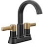 Delta Albion 1.2 GPM Centerset Bathroom Faucet with Push Pop-Up Drain Assembly Matte Black / Champagne Bronze