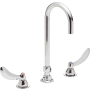 Delta Double Handle 1.5GPM Ceramic Disc Below Deckmount Kitchen Faucet with Blade Handles Gooseneck Spout and Antimicrobial by AgION from the Commercial Series Chrome