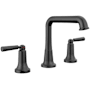 Delta Saylor 1.2 GPM Widespread Bathroom Faucet with Push Pop-Up Drain Assembly and Diamond Seal Valve Technology Matte Black