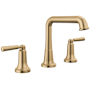 Delta Saylor 1.2 GPM Widespread Bathroom Faucet with Push Pop-Up Drain Assembly and Diamond Seal Valve Technology Champagne Bronze