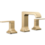 Delta Velum 1.2 GPM Widespread Bathroom Faucet with Curved Spout and Pop-Up Drain Assembly Champagne Bronze