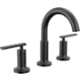 Delta Altado 1.2 GPM Widespread Bathroom Faucet with Push Pop-Up Drain Assembly Matte Black