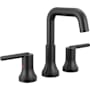 Delta Trinsic 1.2 GPM Widespread Bathroom Faucet with Push Pop-Up Drain Assembly Matte Black