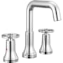 Delta Trinsic 1.2 GPM Widespread Bathroom Faucet with Wheel Style Handles and Push Pop-Up Drain Assembly Chrome