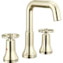 Delta Trinsic 1.2 GPM Widespread Bathroom Faucet with Wheel Style Handles and Push Pop-Up Drain Assembly Brilliance Polished Nickel