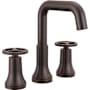 Delta Trinsic 1.2 GPM Widespread Bathroom Faucet with Wheel Style Handles and Push Pop-Up Drain Assembly Venetian Bronze