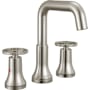 Delta Trinsic 1.2 GPM Widespread Bathroom Faucet with Wheel Style Handles and Push Pop-Up Drain Assembly Brilliance Stainless